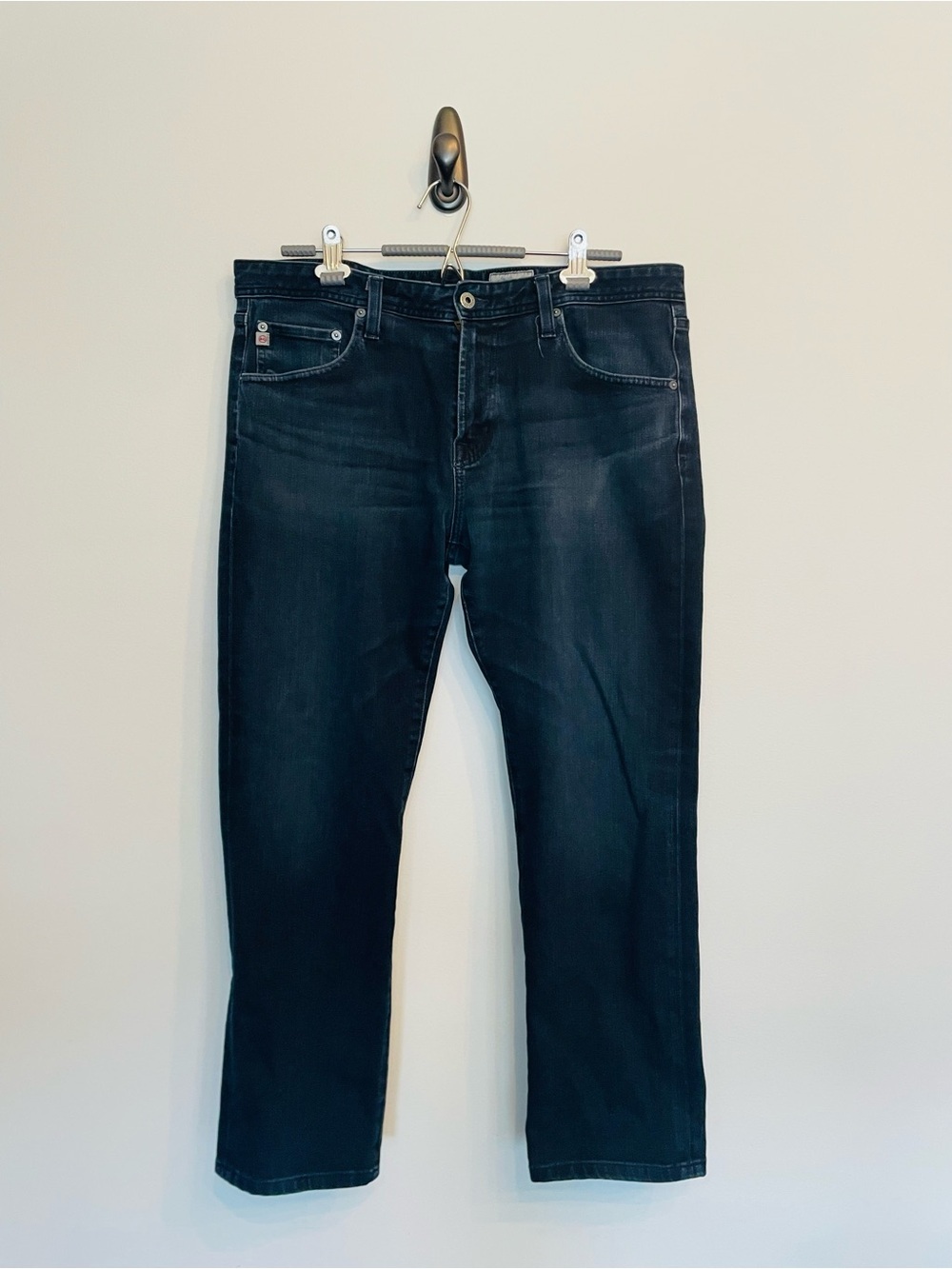 Ag Adriano Goldschmied Men’s Slim Straight Jeans in Dark Blue Wash - Picture 2 of 10